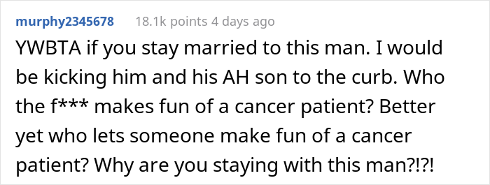 Mom Asks The Internet If She's A Jerk For Abandoning Stepson And Husband At His Sister's Wedding After Stepson Pulls A Cruel Prank On Cancer Survivor Daughter Mom Asks The Internet If She's A Jerk For Abandoning Stepson And Husband At His Sister's Wedding After Stepson Pulls A Cruel Prank On Cancer Survivor Daughter