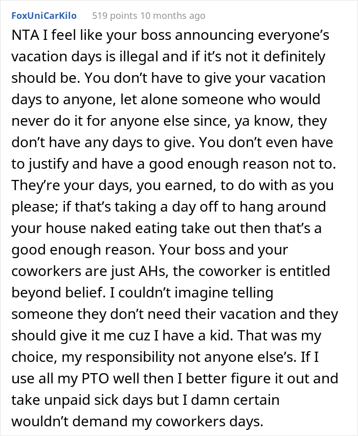 Worker Refuses To Donate Vacation Days To A Colleague With A Sick Daughter, Gets Hate From Entire Office, Wonders If He's A Jerk