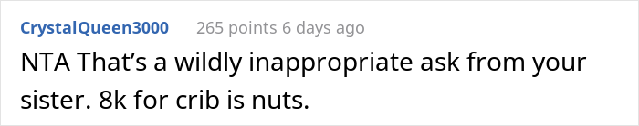 "She Calls Me Selfish": Spoiled Mother Wants An $8k Baby Crib, Her Sister Refuses, Starting A Family Drama