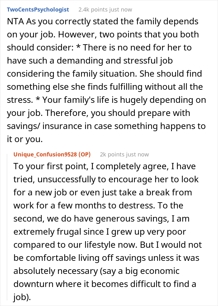 &ldquo;AITA For Telling My Wife My Job Has To Come Before Hers?&rdquo;