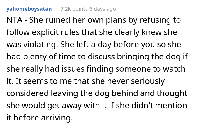 Woman Drops $4,000 For Pet-Free Family Vacation, SIL Tries To Sneak Her Dog Into Airbnb, Woman Cancels And Leaves SIL Stranded - 13