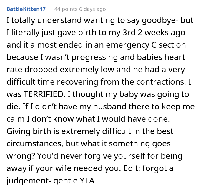 "Am I The Jerk For Wanting To Go Somewhere While My Wife Is Almost Due?"