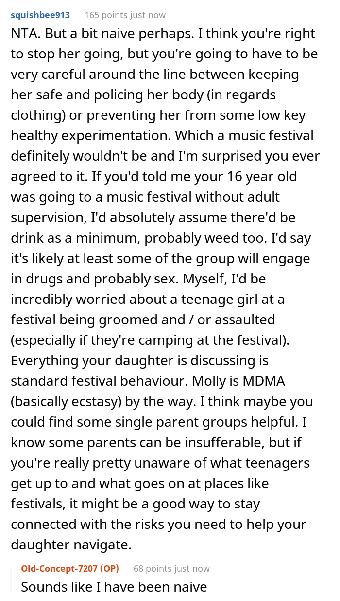 “AITA For Not Letting Daughter Go To Music Festival After I Accidentally Saw Her Texts?” - 24