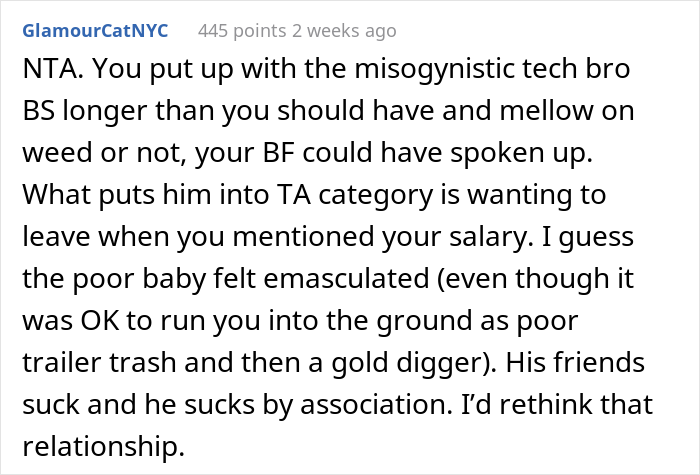 Woman Puts Boyfriend’s Mates In Their Place By Revealing She Makes Twice His Salary After They Called Her A Gold Digger - 26