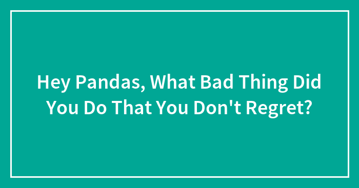 Hey Pandas, What Bad Thing Did You Do That You Don’t Regret? (Closed)