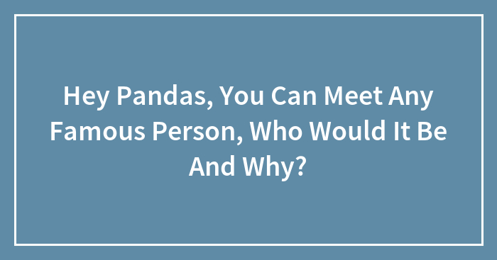 Hey Pandas, You Can Meet Any Famous Person, Who Would It Be And Why?