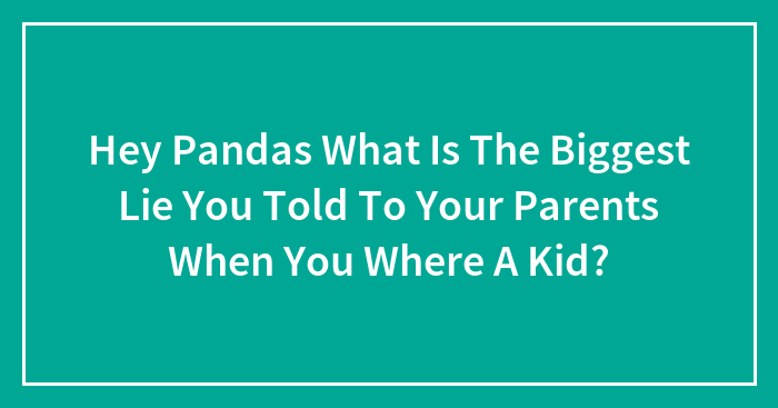 Hey Pandas, What Is The Biggest Lie You Told To Your Parents When You Where A Kid?