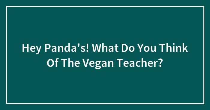 Hey Panda’s! What Do You Think Of The Vegan Teacher? (Closed)