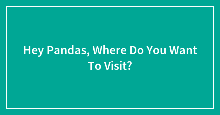 Hey Pandas, Where Do You Want To Visit? (Closed)