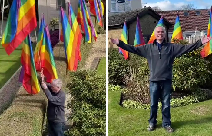 The Internet Cannot Get Enough Of This Dad Who Filled Yard With Pride Flags To Annoy Homophobic Neighbor