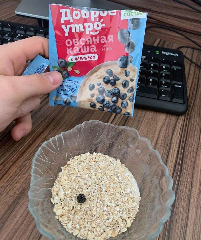 Oatmeal With A Generous Amount Of Blueberries
