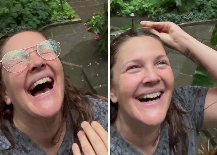 People Celebrate An Overjoyed Drew Barrymore Frolicking Around During Rainstorm