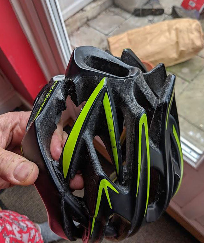 As Someone Who Was Anti-Helmet For Years, I'd Like To Thank My Wife For Insisting I Wear One. That Would Have Been My Head