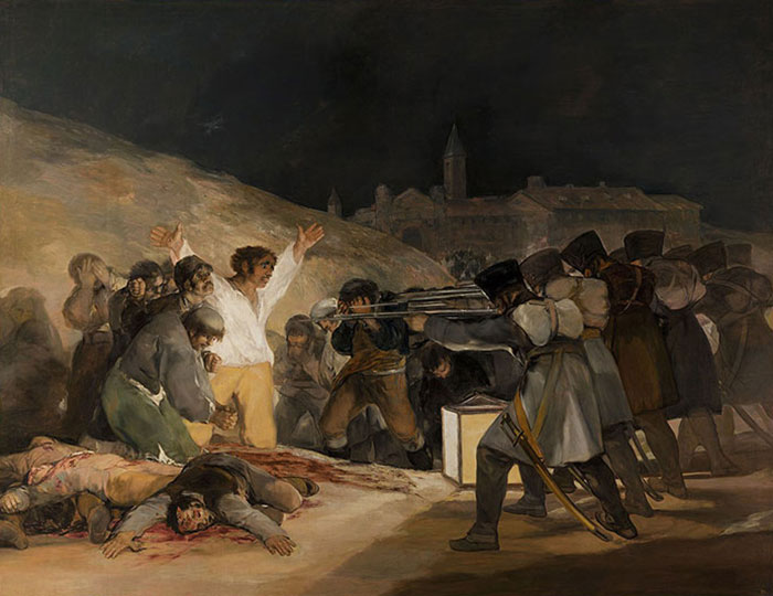 A group facing e*******n at night; a powerful scene from famous paintings in art history.