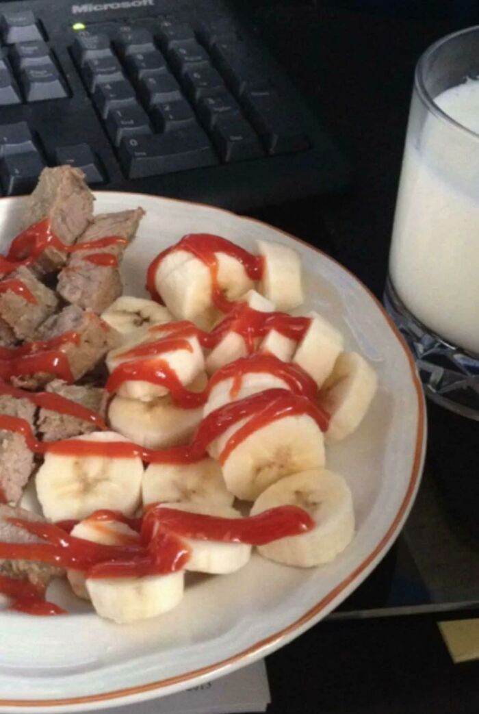 Classic Steak & Banana, Slathered In Ketchup
