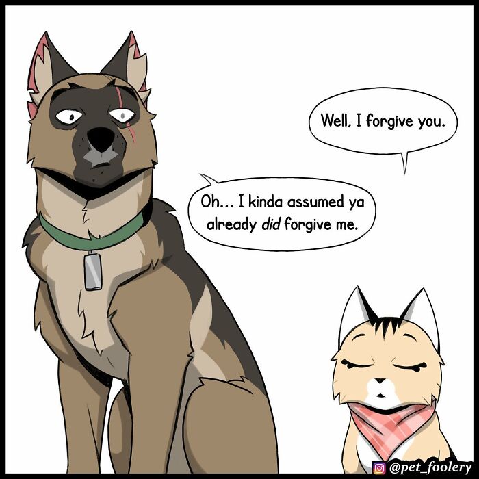 Artist Illustrates True Animal Friendship Between Pixie And Brutus, And Here Are 9 Of His Newest Comic Strips - 3