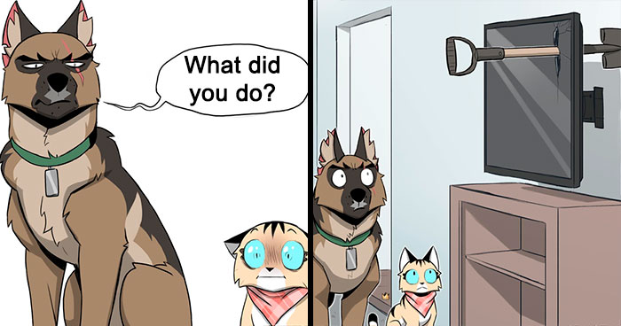 Artist Illustrates True Animal Friendship Between Pixie And Brutus, And Here Are 9 Of His Newest Comic Strips