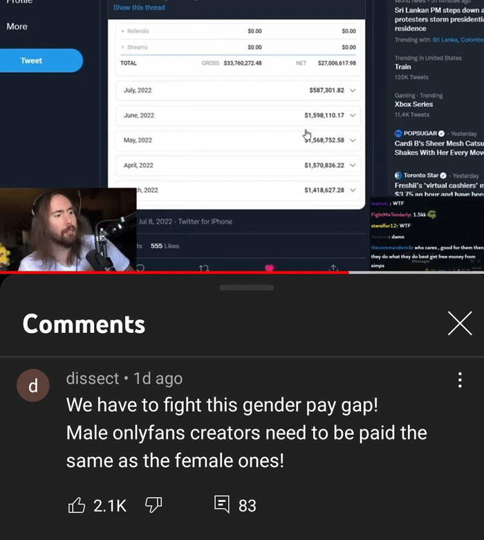 Asmongold Finds Out How Much Money Amouranth Makes