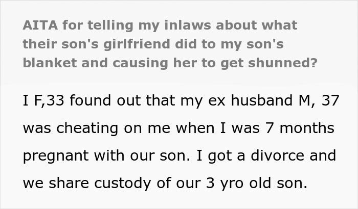 Family Drama Arises As Ex's New Girlfriend Throws Out 3 Y.O. Step-Son's Homemade Blanket, Mom Sets Her Straight By Complaining To In-Laws - 2