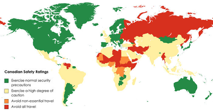 Canadian Travel Advisory Country Safety Ratings