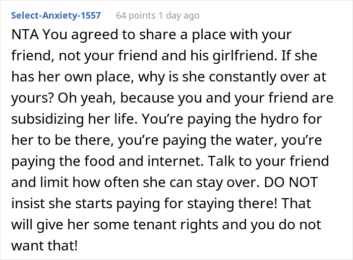 Drama Ensues After This Guy Tells Roommate His Entitled Girlfriend Can't Stay Over Anymore Drama Ensues After This Guy Tells Roommate His Entitled Girlfriend Can't Stay Over Anymore
