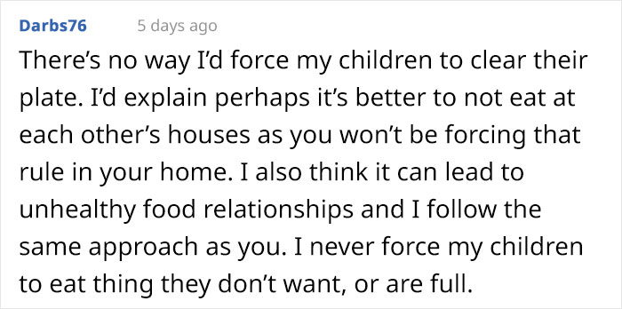 Family Has A Strict "Clean Your Plate" Rule For Their Kids And Try To Enforce It On Friend&rsquo;s Child As Well, But Mom Is Not Having It