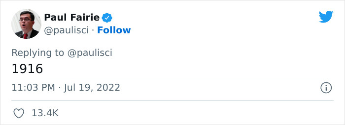 A tweet about 1916 in a thread discussing "nobody wants to work" newspaper snippets.