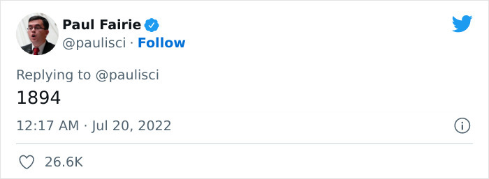 Tweet by Paul Fairie showing a response with "1894," mentioning "nobody wants to work," dated July 20, 2022.