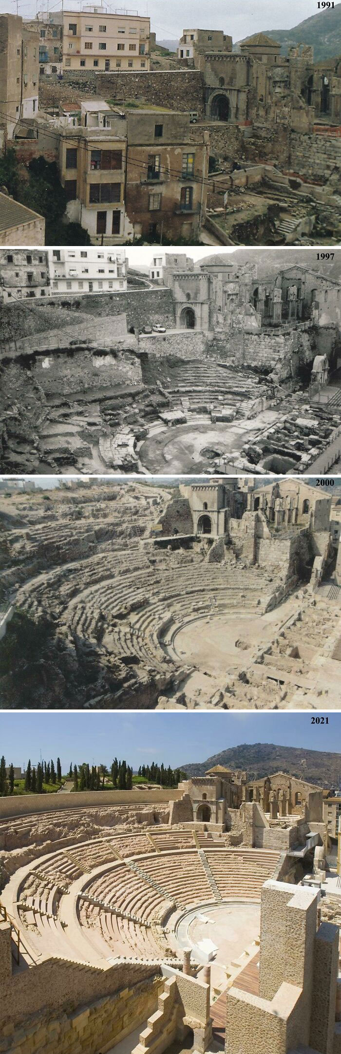 Teatro romano de Cartagena (Provincia de Murcia, España) 1991 vs. 2021