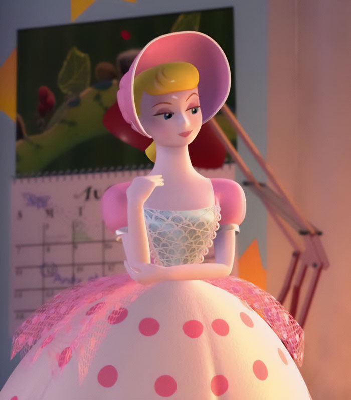 Bo Peep wearing white and pink dress 