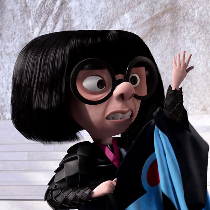 Edna making a superhero costume 