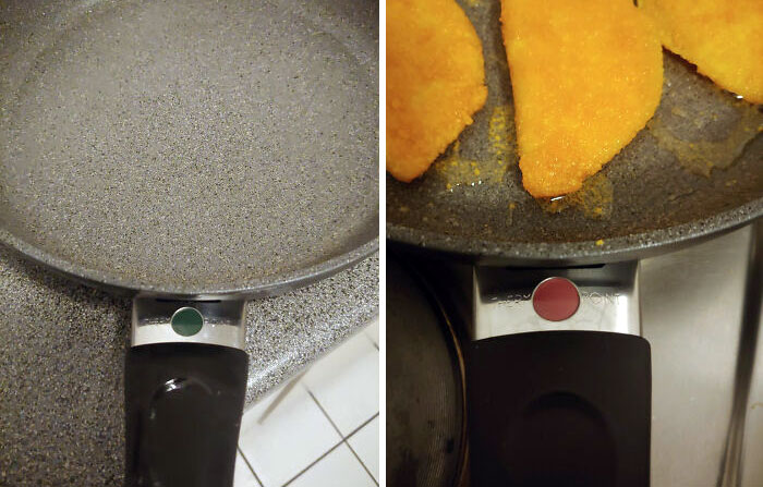 This Pan Has A Thermochromic Indicator To Show If It Is Hot