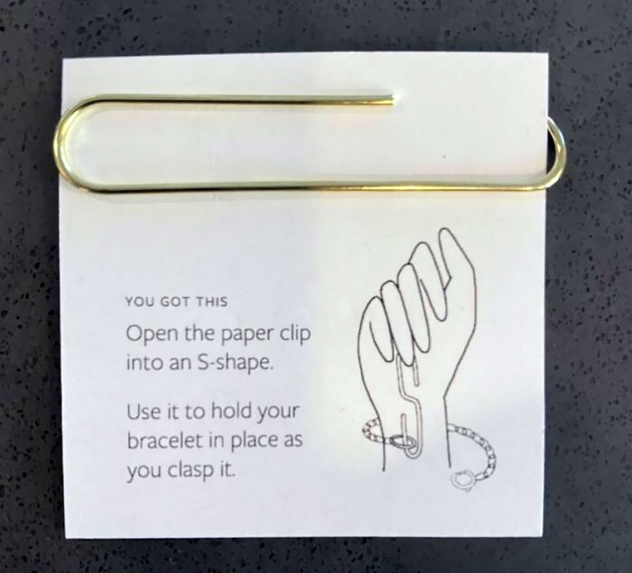 My Bracelet Came With A Paper Clip To Help Fasten The Clasp