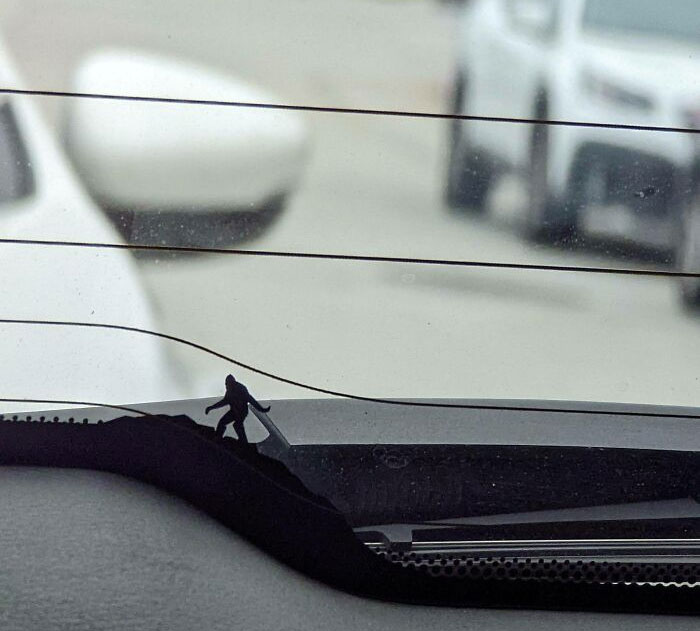 My New Jeep Came With A Sasquatch On The Window