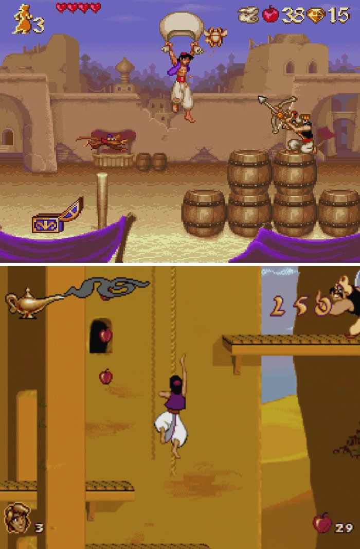 Retro video game screenshot featuring a character in a desert setting, reminiscent of classic gaming adventures.