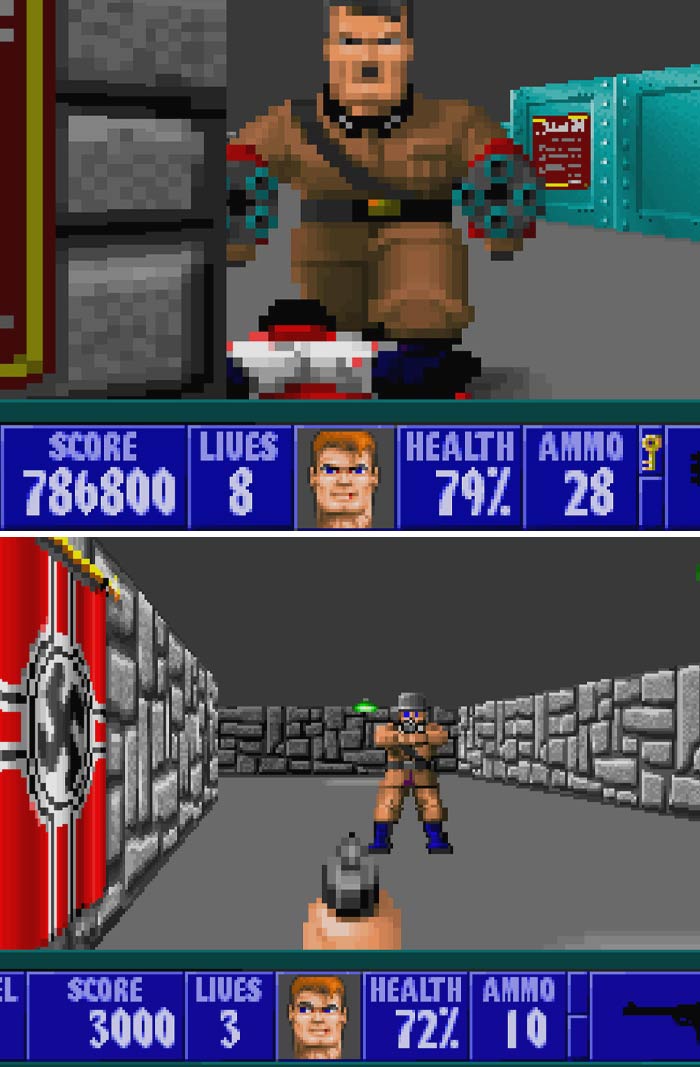 Retro video game scene featuring action gameplay with character shooting in a pixelated environment.