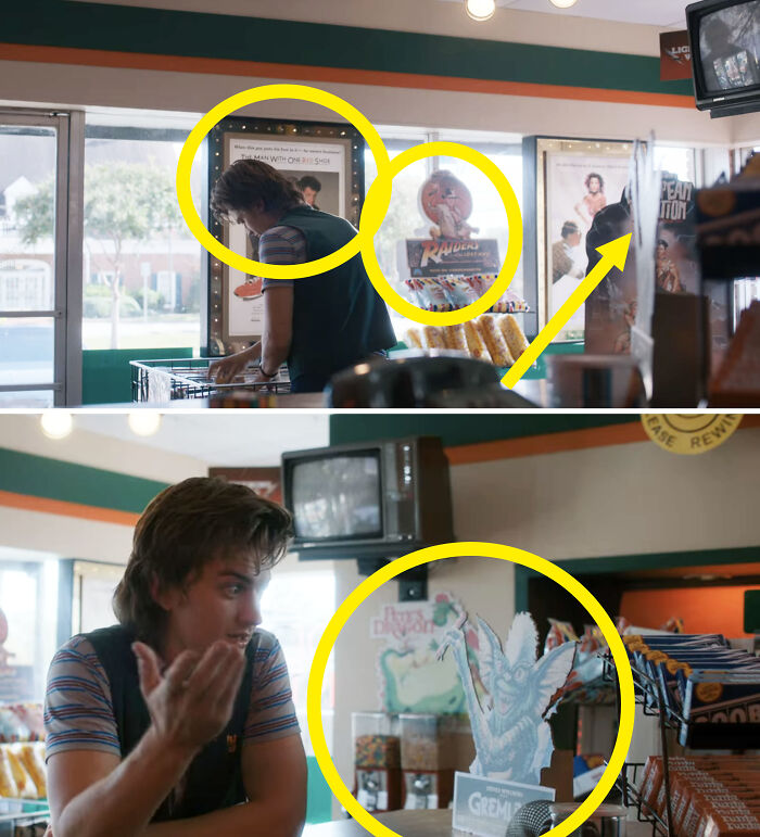 And, As Robin And Steve Move Through The Video Store, You Can Also See Ads For The Man With One Red Shoe (1985), National Lampoon's European Vacation (1985), Raider's Of The Lost Ark (1981), Gremlins (1984), Pete's Dragon (1977) And More