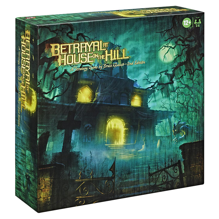 Betrayal at House on the Hill board game box featuring haunted mansion art for strategy board games.