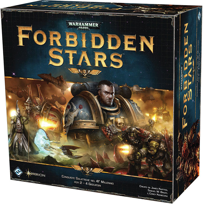 Forbidden Stars strategy board game box featuring space battle artwork for cozy evening gameplay.