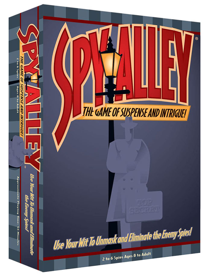 Spy Alley strategy board game box featuring suspense and intrigue, perfect for long cozy evenings of gameplay.
