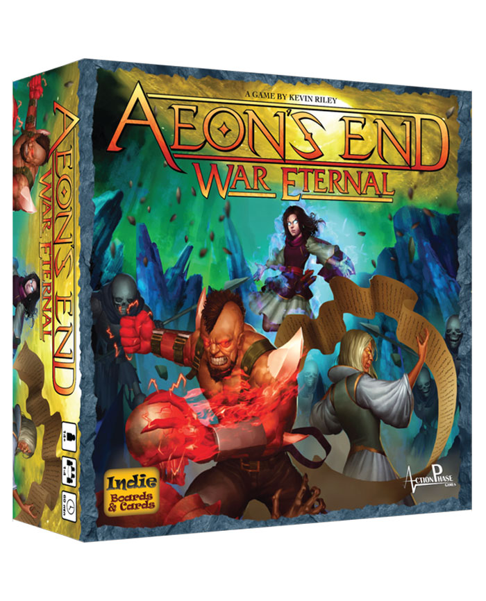 Box of the strategy board game Aeon's End War Eternal featuring fantasy characters and magical combat on the cover art.