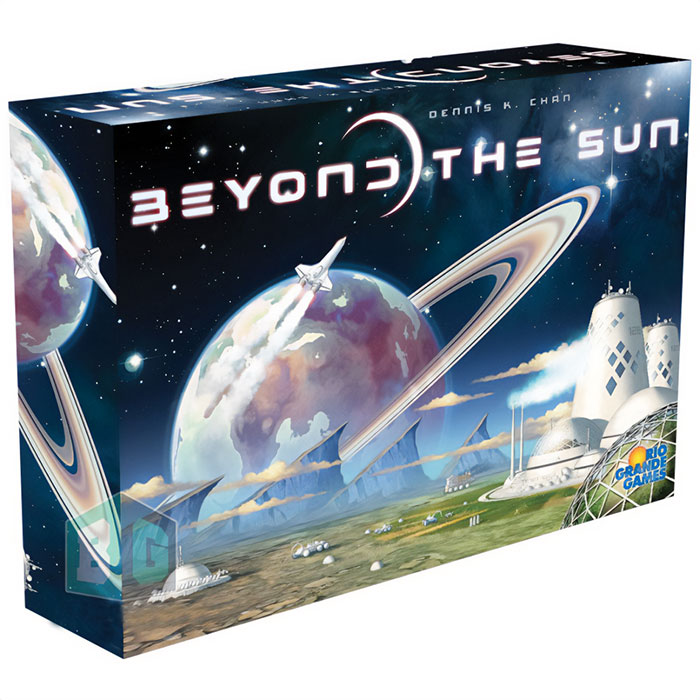 Beyond the Sun strategy board game box featuring space exploration and futuristic planetary colonies artwork.