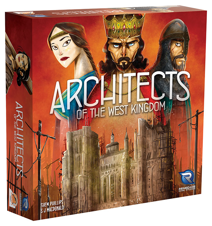 Architects of the West Kingdom strategy board game box with medieval characters and castle illustration on long cozy evenings