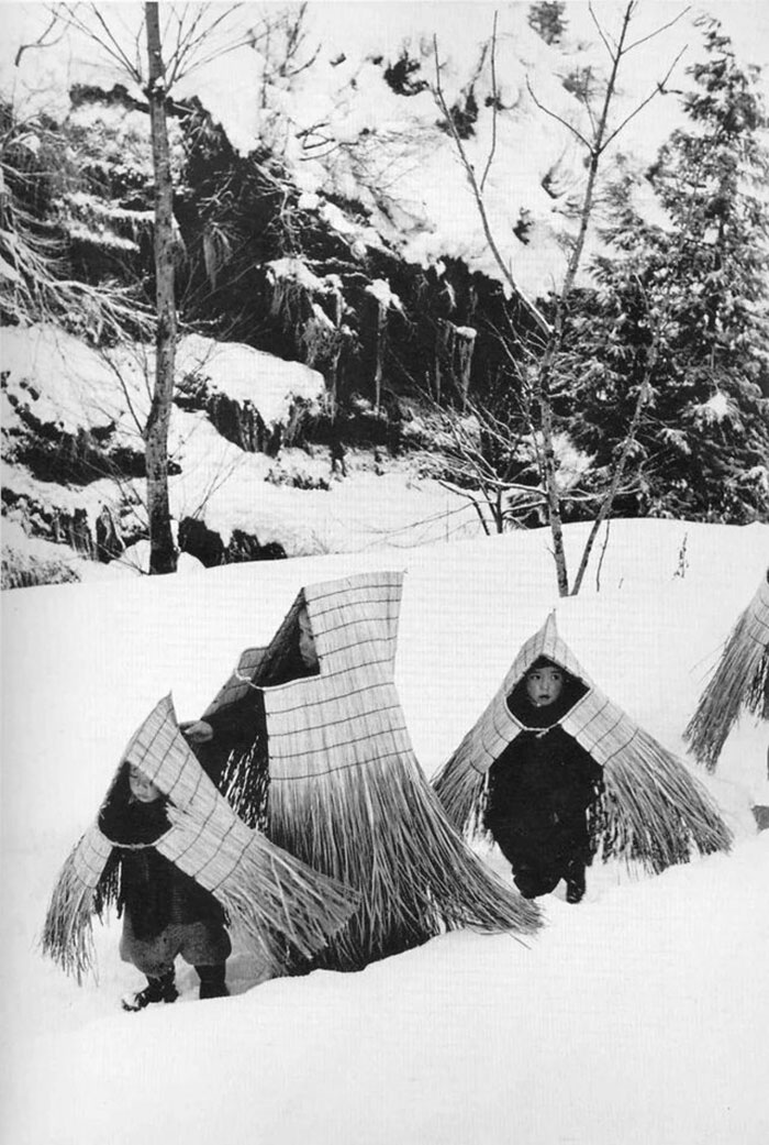 Children In Minobashi Raincoats Going To A New Year's Event, Niigata Prefecture, Japan, 1956