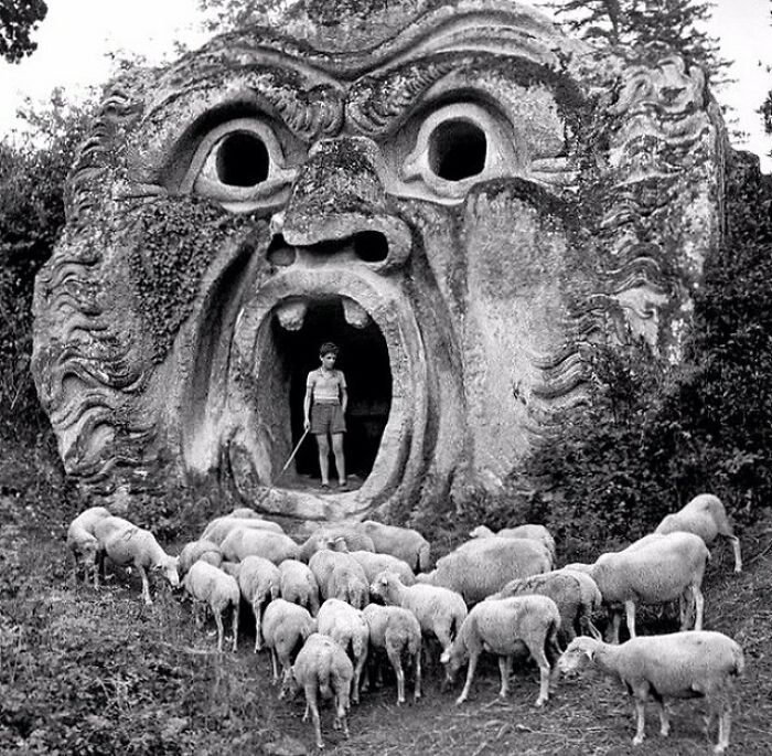 Young Boy In The Gardens Of Bomarzo, Lazio, Italy 1952