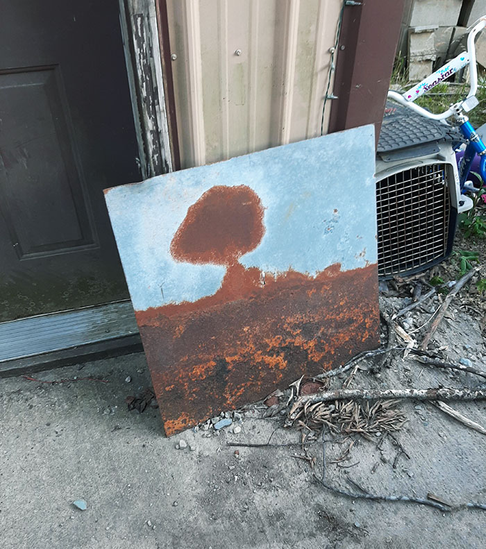 This Piece Of Metal At My Barn That Rusted Into A Nuclear Detonation