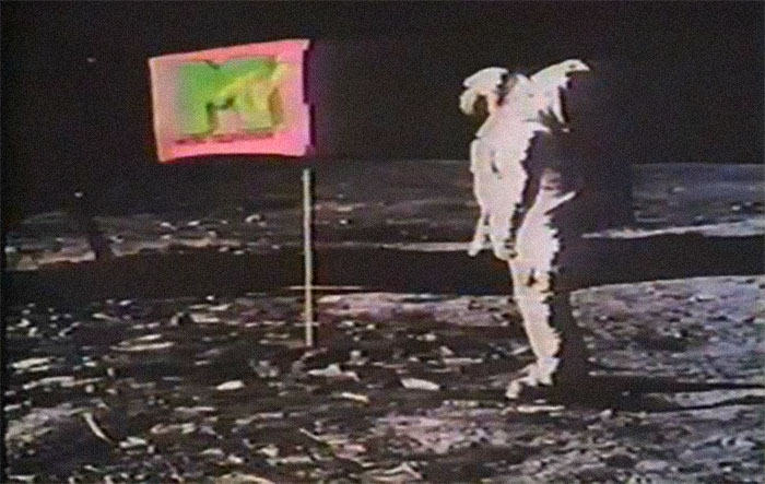 Astronaut on the moon next to a flag, illustrating a nostalgic moment for what was better in the past.