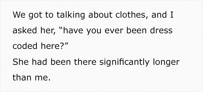 Plus-Size Woman Quits Job After Being Told To 'Cover Her Stomach' Despite All Of Her Petite Coworkers Wearing Similar Clothes Plus-Size Woman Quits Job After Being Told To 'Cover Her Stomach' Despite All Of Her Petite Coworkers Wearing Similar Clothes