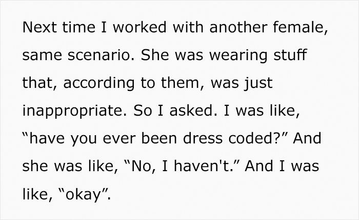 Plus-Size Woman Quits Job After Being Told To 'Cover Her Stomach' Despite All Of Her Petite Coworkers Wearing Similar Clothes Plus-Size Woman Quits Job After Being Told To 'Cover Her Stomach' Despite All Of Her Petite Coworkers Wearing Similar Clothes