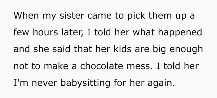 Guy Has A “No Chocolate” Rule While Babysitting His Sibling’s Kids, They Break It So He Says He'll Never Babysit Again - 9